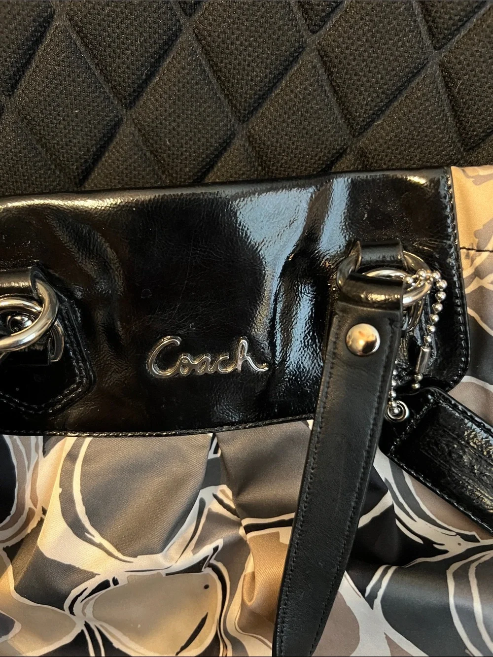 Coach Ashley Satin Black Shoulder Bag